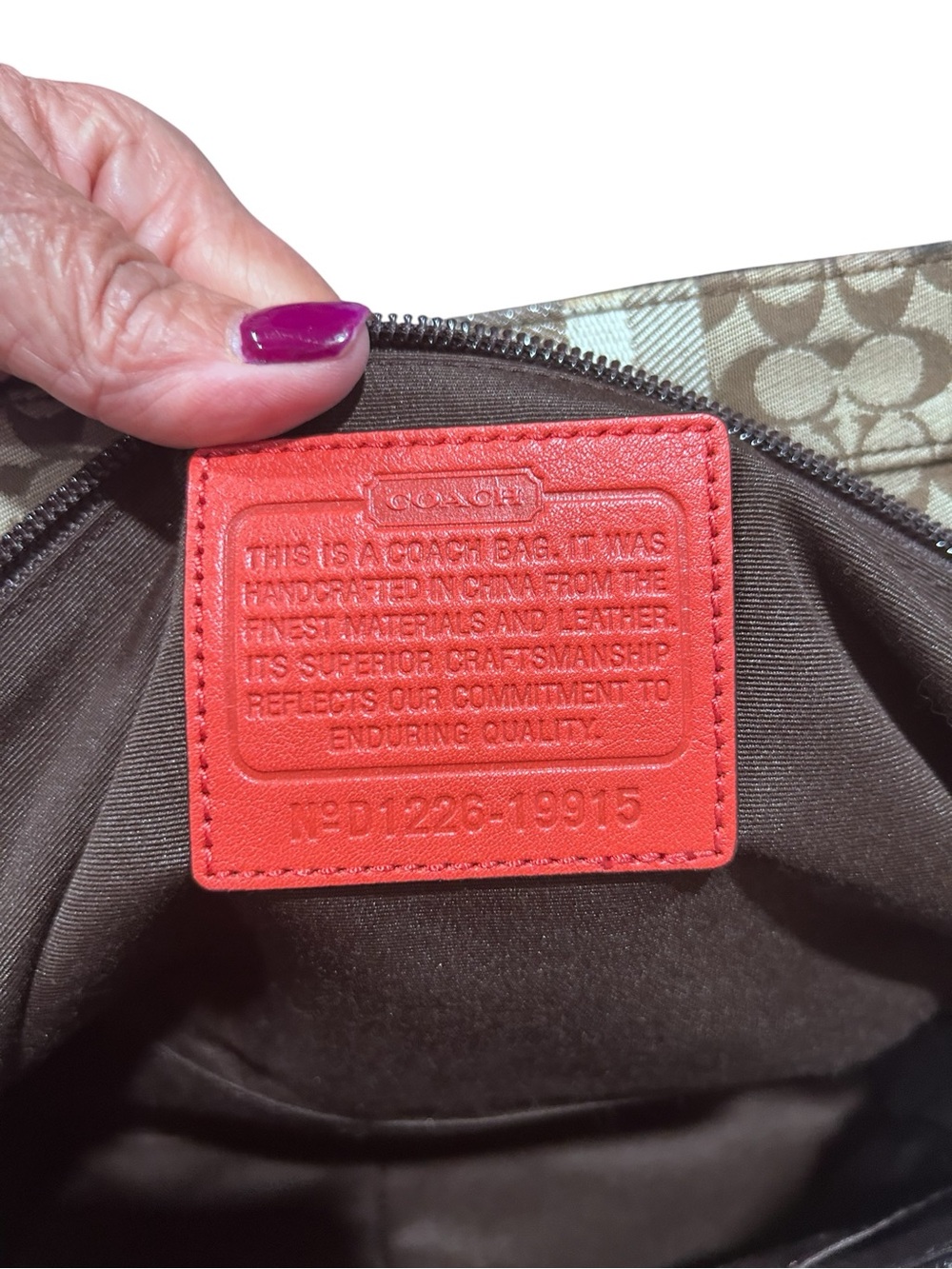 Coach Beige Signature Stripe East West Satchel - Picture 10 of 10
